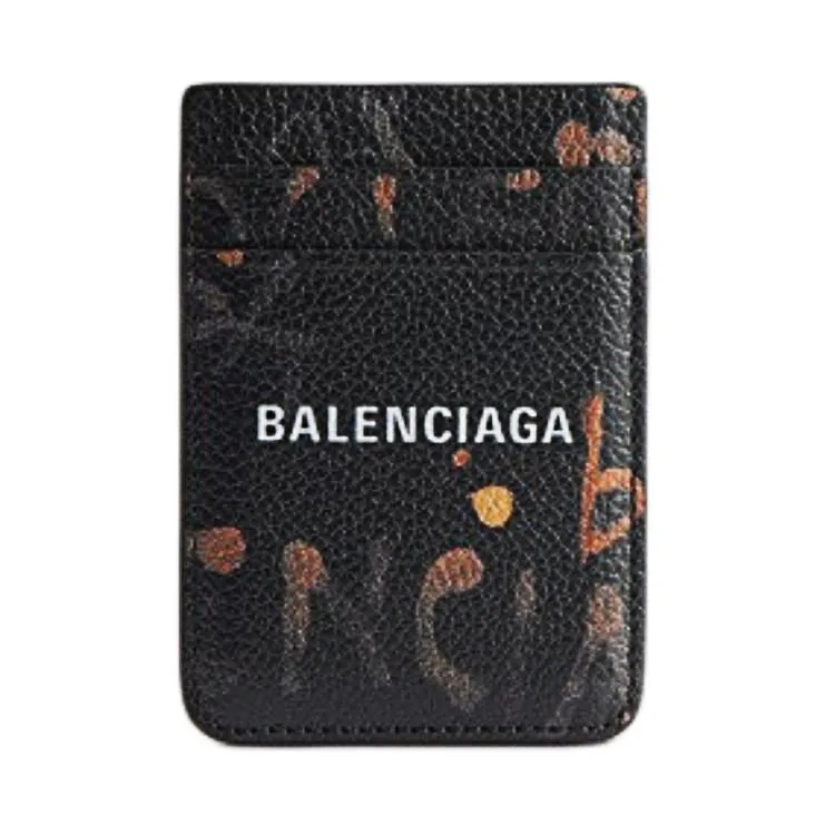 Balenciaga Cow Leather Card Holder Men's Black