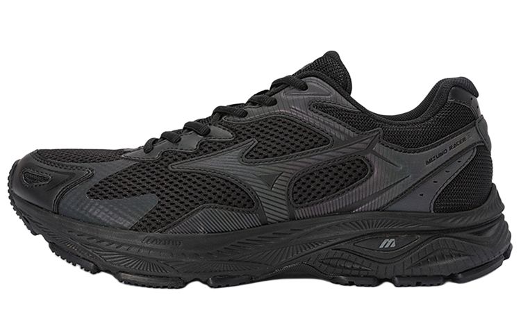 Mizuno Racer S fashionable and versatile fabric low-top casual training long-distance running sprint urban commuting running shoes men and women same style black
