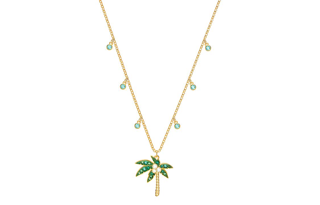 Женское колье Swarovski Lime Palm Tree (золотое)