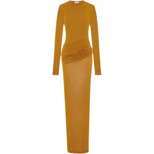 SAINT LAURENT Long Sleeved Dress Women's Cumin Color