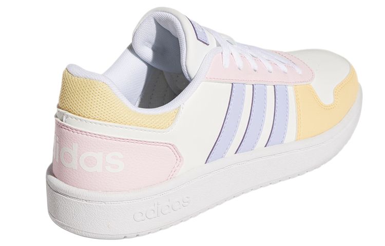 Женские кеды adidas neo Hoops 2.0 (белый / желтый / розовый) — Белый / жёлтый / розовый — фото 4
