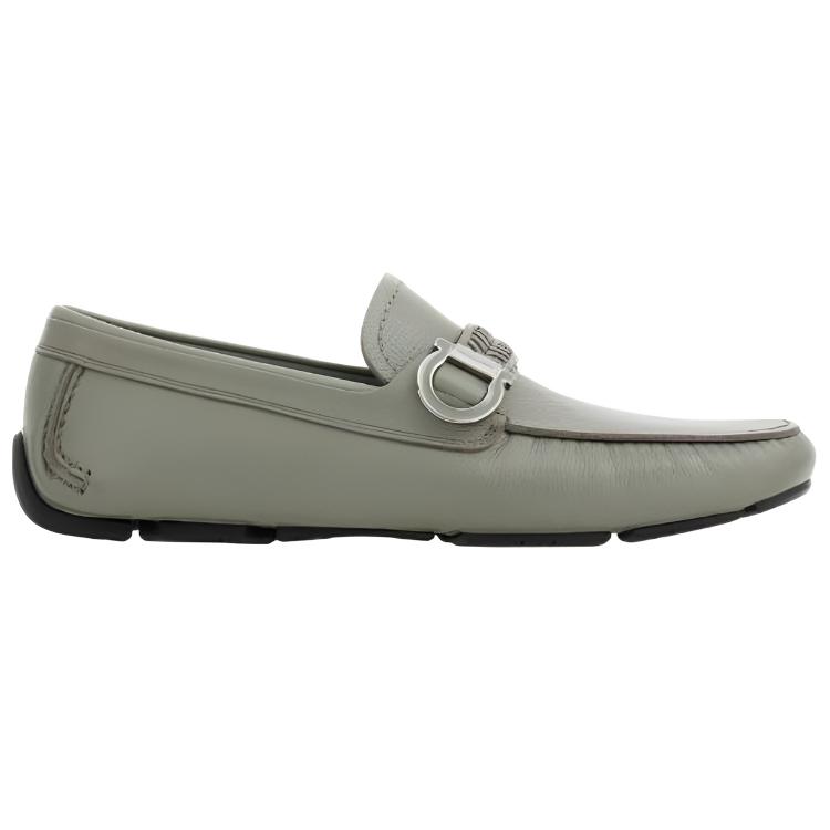 FERRAGAMO Gancini Sheepskin Loafers Men's Light Green