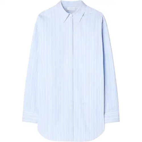 OFF-WHITE zip-detail pinstriped poplin shirt