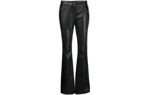 OFF WHITE Slim fit Leather Flared Trousers