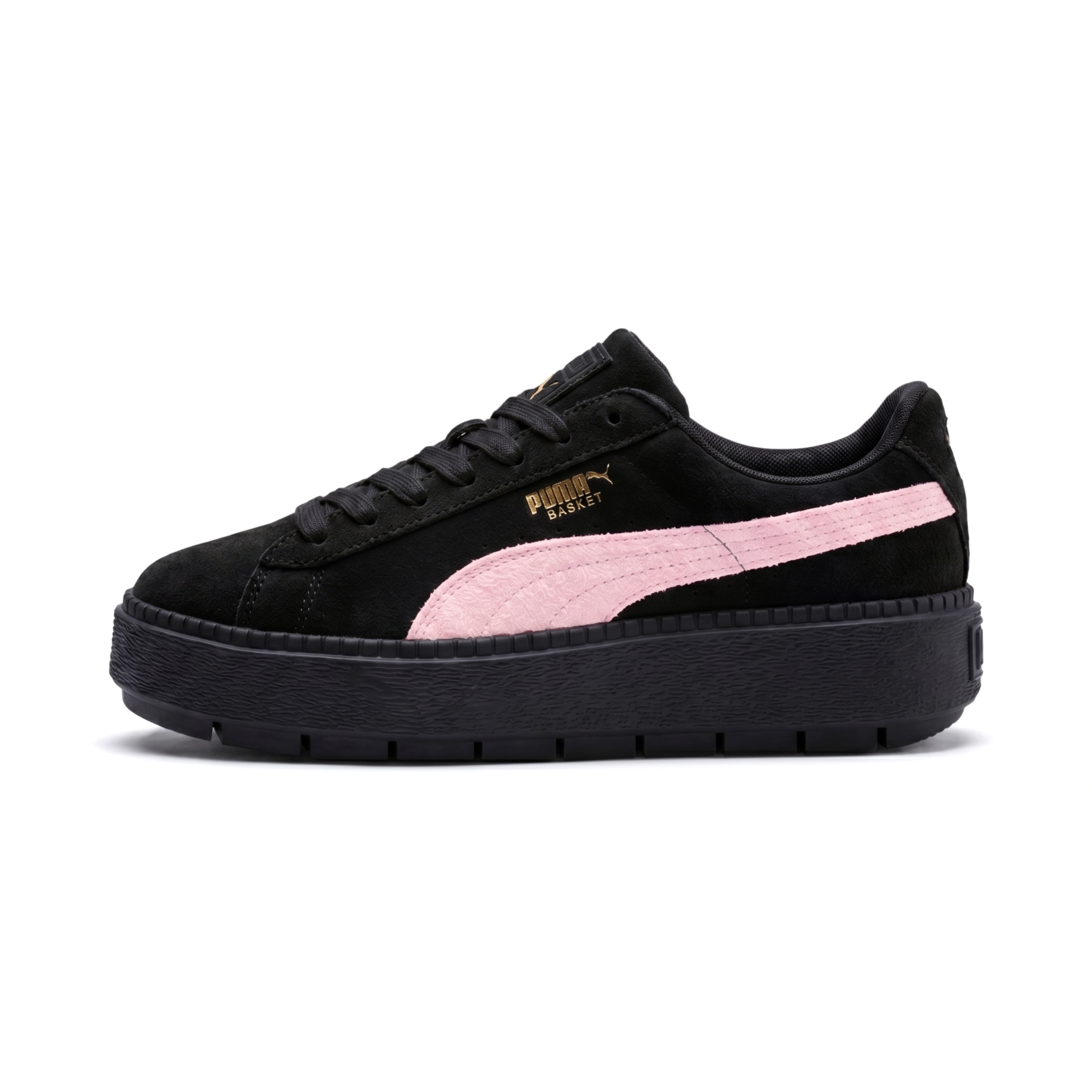 PUMA Platform Trace Slip Resistant Slip Resistant Low top Skateboard Shoes Women's Black Pink