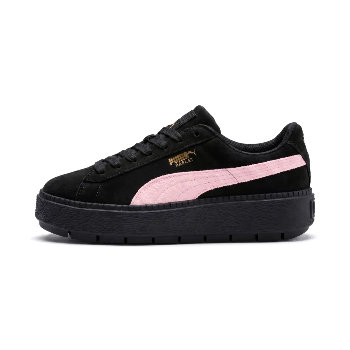 PUMA Platform Trace Slip Resistant Slip Resistant Low top Skateboard Shoes Women's Black Pink