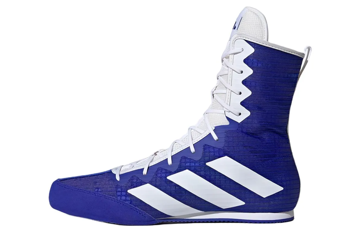 Adidas Box Hog 4 Indoor Slip Resistant, Abrasion Resistant, Lightweight High top Training Shoes Unisex Blue White