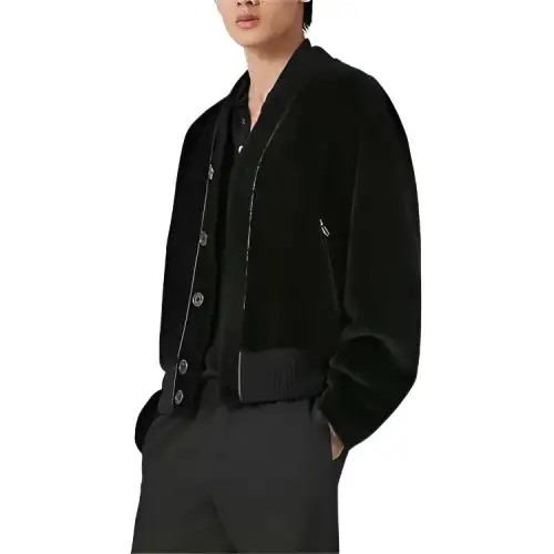 HERMES Jackets Men's Black V Neck Moderate Other
