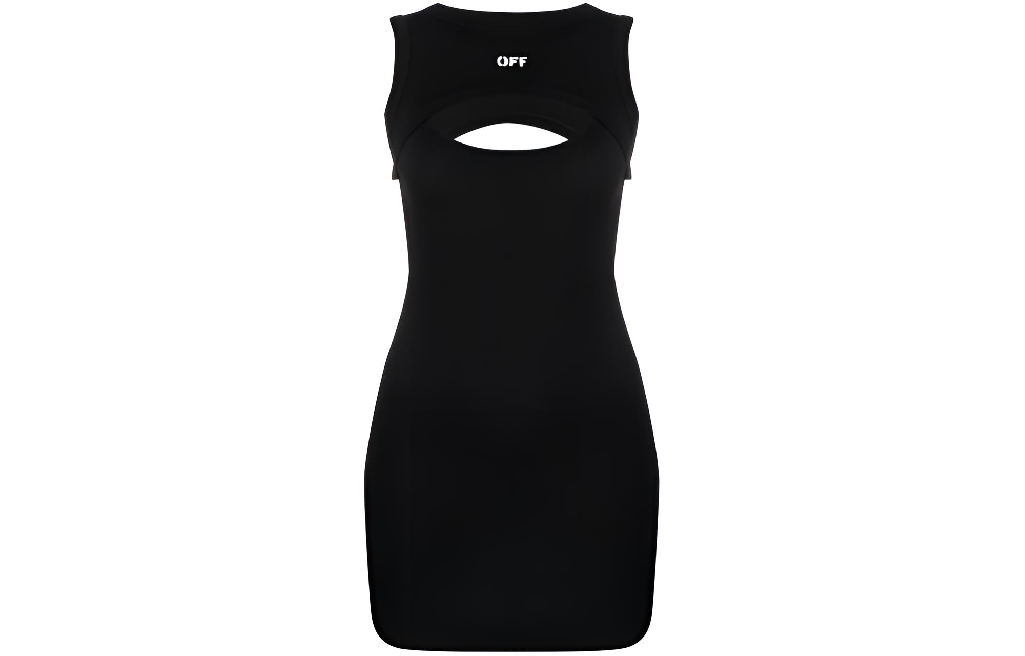 OFF WHITE Off Stamp Ribbed Mini Dress Black
