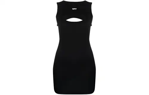 OFF WHITE Off Stamp Ribbed Mini Dress Black