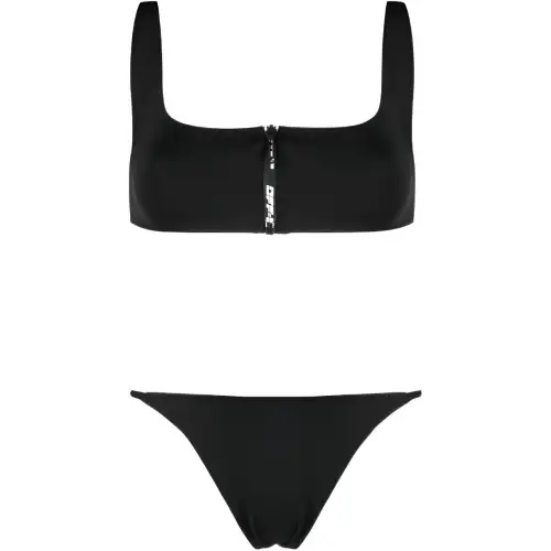 OFF-WHITE zipped logo-print bikini