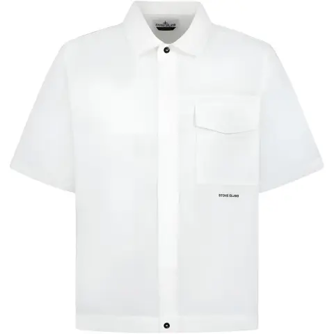 STONE ISLAND Shirts Men's White Lapel Moderate Other