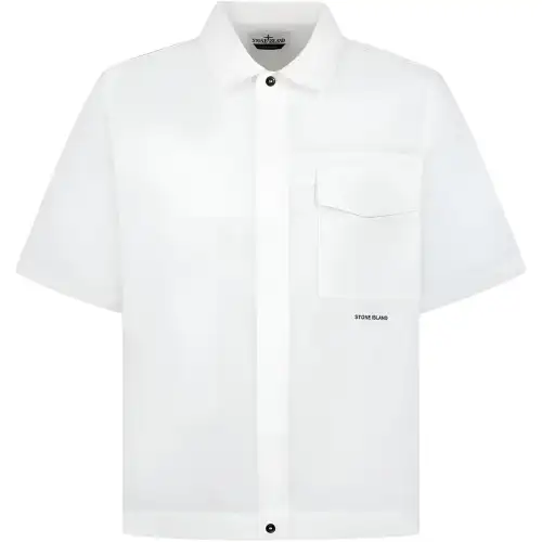STONE ISLAND Shirts Men's White Lapel Moderate Other