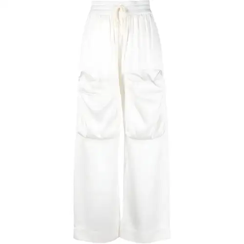 OFF WHITE Drawstring Wide Leg Trousers