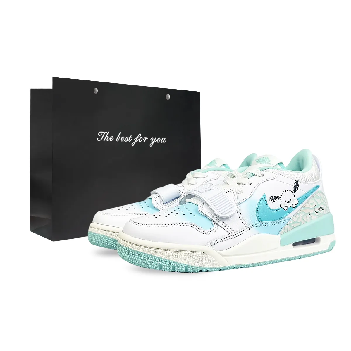 Jordan Legacy 312 Slip Resistant Abrasion Resistant Low top Vintage Basketball Shoes Women's White Green