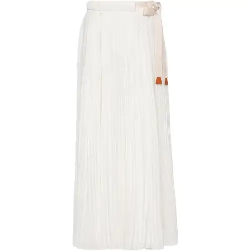 PRADA Casual Long Skirts Women's White Moderate Midi Skirt