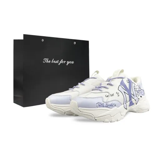 MLB Big Ball Chunky Slip Resistant Abrasion Resistant Low top Chunky Sneakers Unisex Purple White