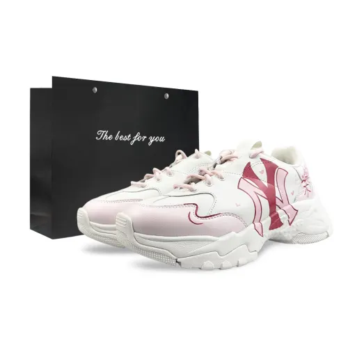 MLB Big Ball Chunky Cushioning Slip Resistant Abrasion Resistant Low top Chunky Sneakers Unisex Pink White