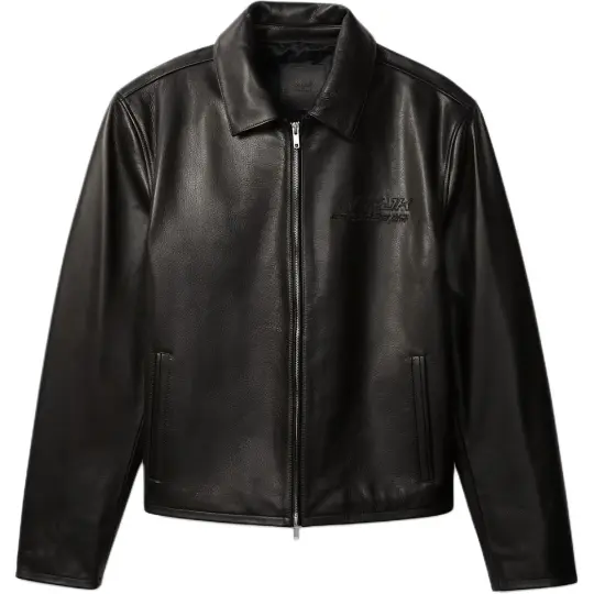 CALVIN KLEIN Tian Jungkook совместная модель SS26 Серия ограниченного сотрудничества CKJK Американский модный ретро-тисненый логотип с лацканами с двойной молнией, кожаная куртка с длинными рукавами, одинаковый стиль для мужчин и женщин