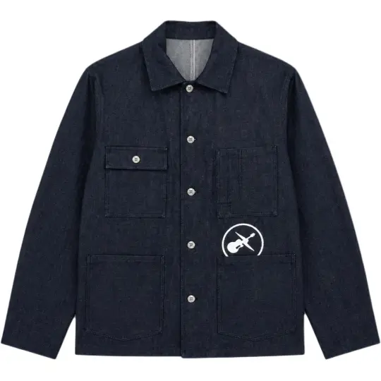 A.P.C × Fragment Design совместная модель SS26 Модная мужская рабочая куртка в американском стиле ретро с несколькими карманами и молнией, с логотипом гитары и принтом, повседневная рабочая куртка, куртка для мужчин