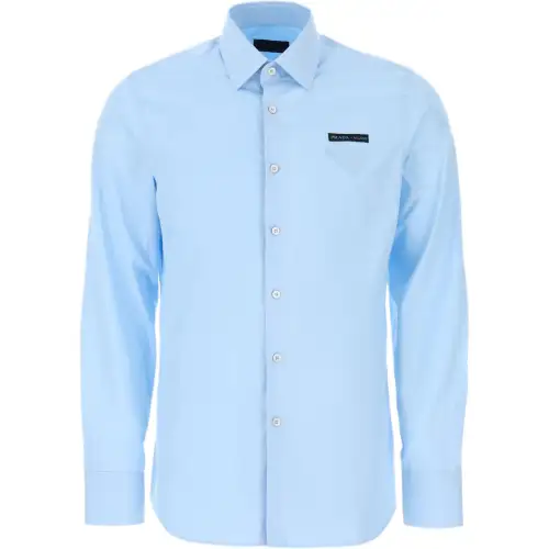 PRADA Shirts Men's Light Blue Lapel Moderate