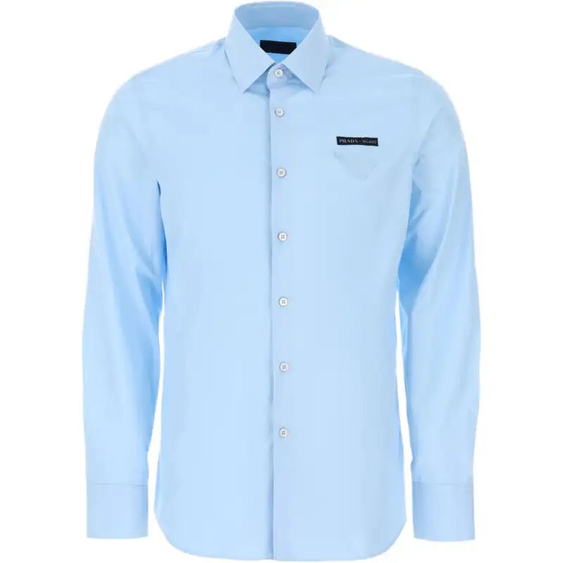 PRADA Shirts Men's Light Blue Lapel Moderate