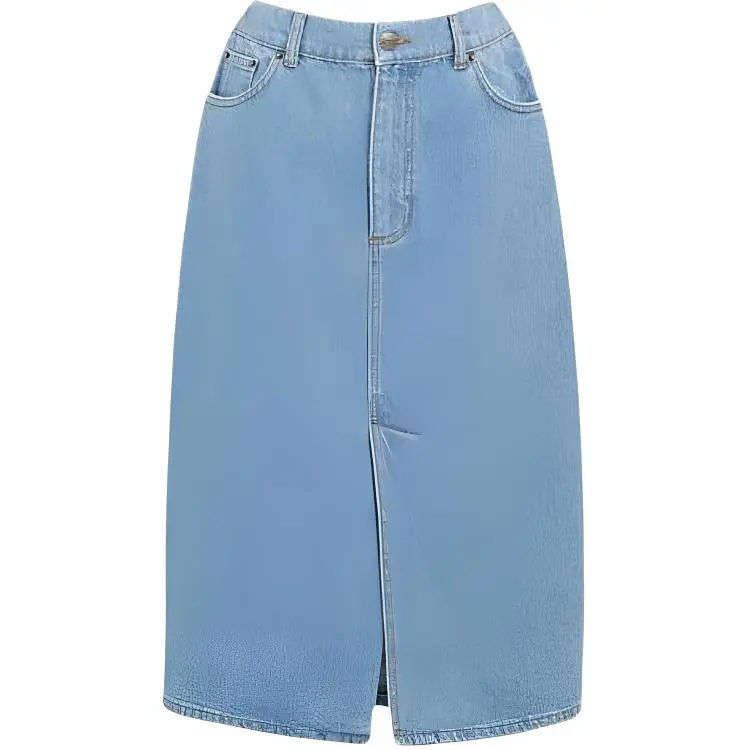COACH SS24 Denim Long Skirt Women's Light Washed