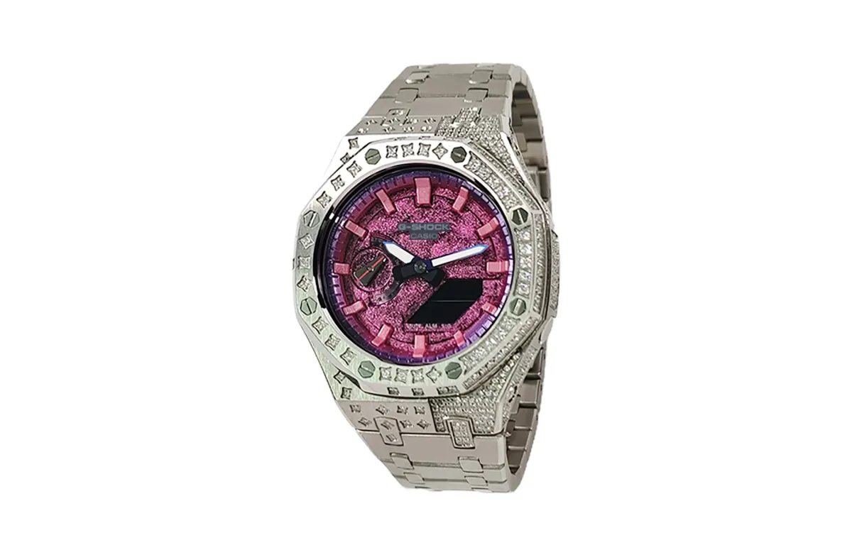 CASIO Custom Collection Quartz Movement Stainless Steel Strap Watch Men's Watches Pink Watch Dial