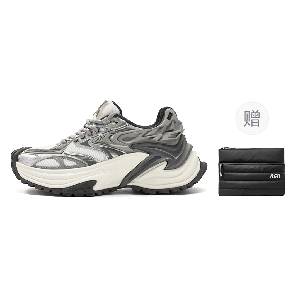 OGR Low top Running Shoes Unisex Silver Gray Premium Gray