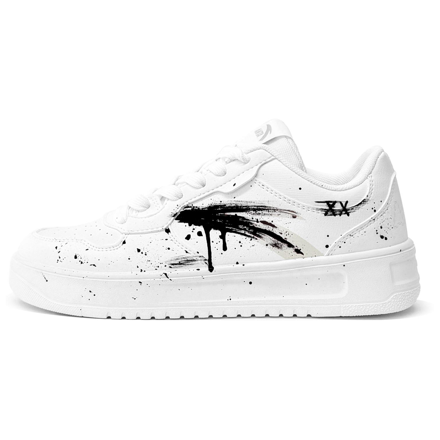 Anta Easy Collection Slip Resistant, Abrasion Resistant, Lightweight Low top Skateboard Shoes Men's Black White