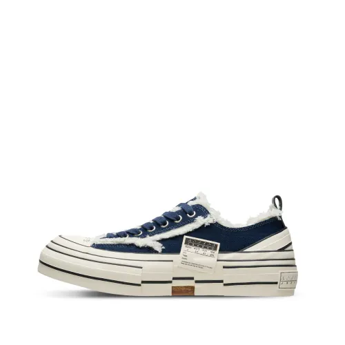 XVESSEL x Peace And After Abrasion Resistant Lightweight Height Increasing Low top Canvas Shoes Unisex Slant Denim Blue