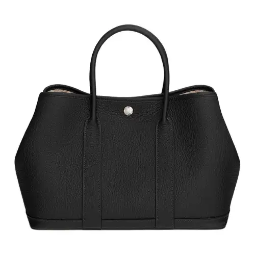 HERMES Garden Party Negonda Calfskin Handbag 30 Women's 89 Noir Black