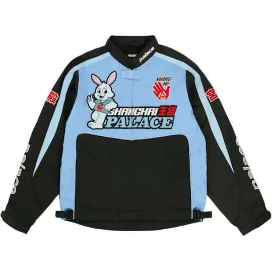 PALACE SS26 Шанхай открывает ограниченную серию с вышивкой кролика, универсальные свободные контрастные буквы и куртки с китайскими иероглифами в одном стиле для мужчин и женщин