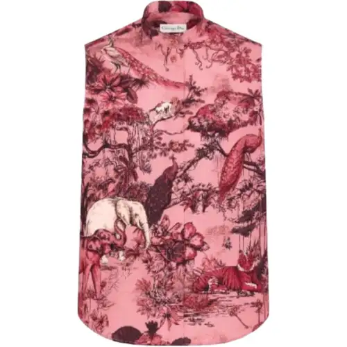 DIOR Shirts Women's Red Stand Collar Moderate