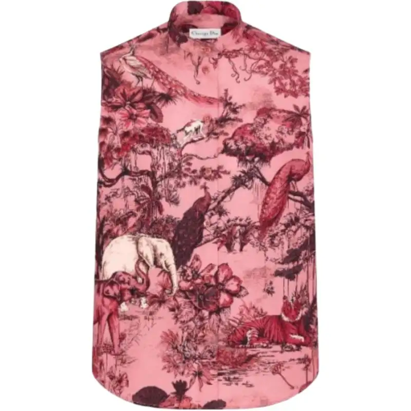 DIOR Shirts Women's Red Stand Collar Moderate