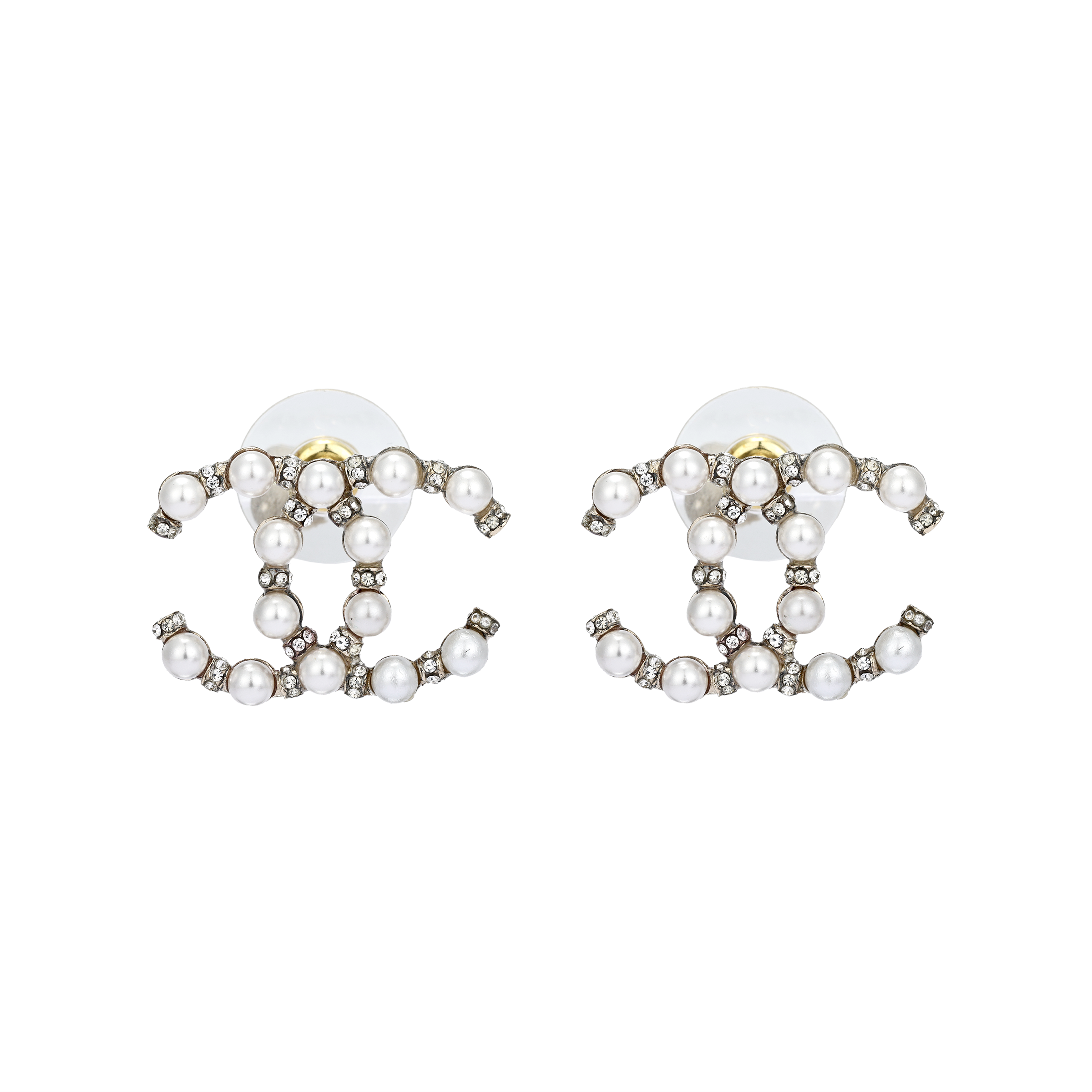 CHANEL Metal, Pearl Stud Earrings Women's