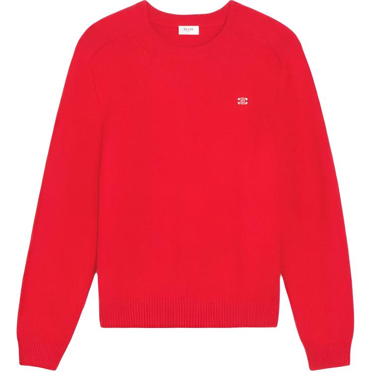 CELINE Cashmere Sweaters Men's Red Crew Neck Moderate