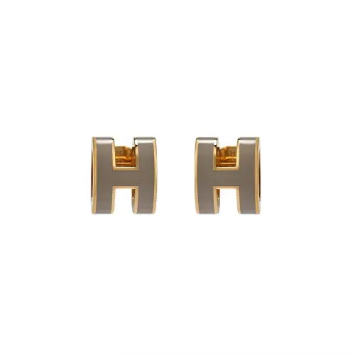 HERMES POP H Stud Earrings Women's Gold
