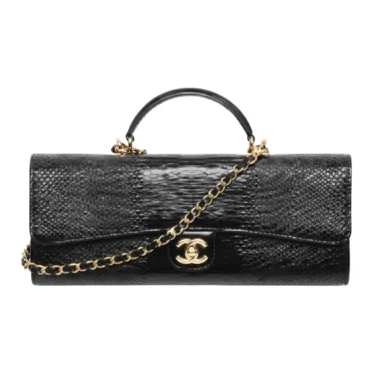 CHANEL Сумка Chanel 26A из телячьей кожи с двойным логотипом и кожаной цепочкой женская черная