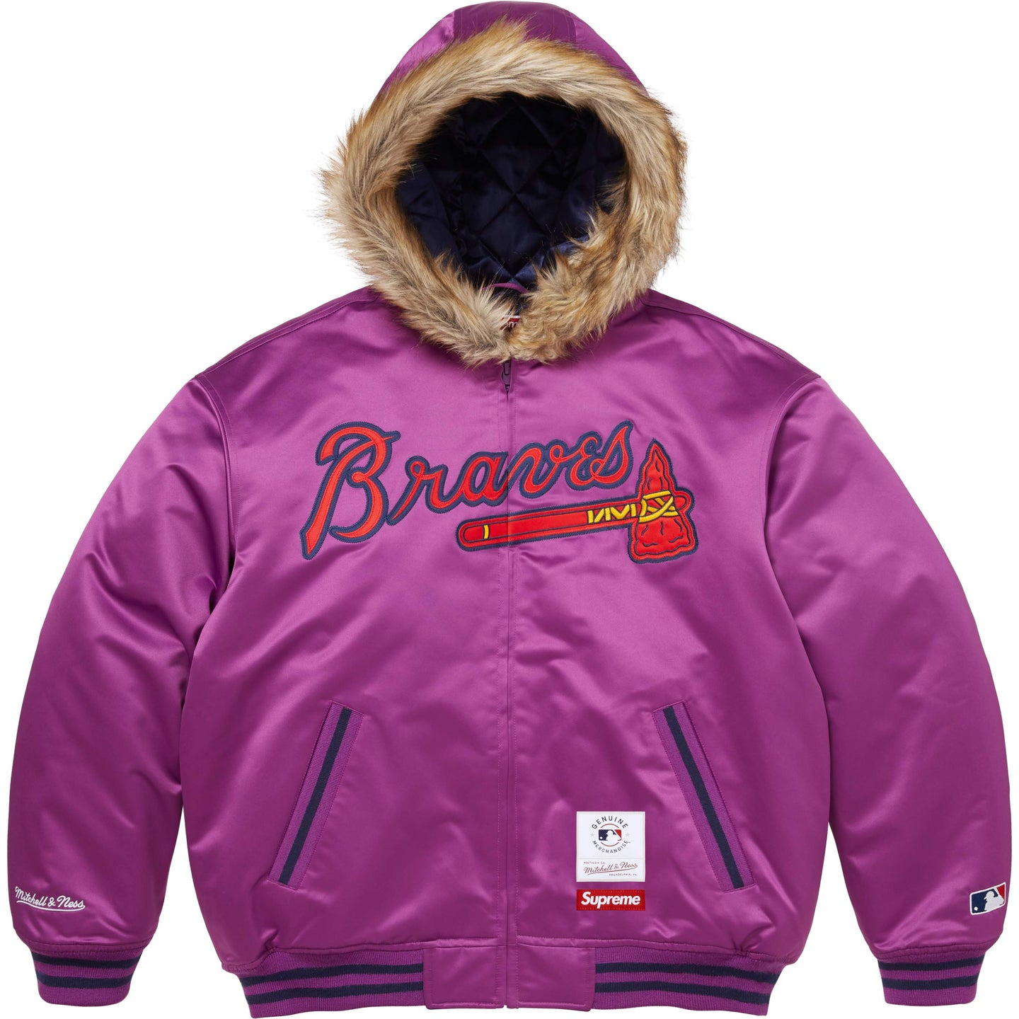 Куртка Supreme × Mitchell & Ness Teams Hooded Satin (цвет как на фото) — фото 10