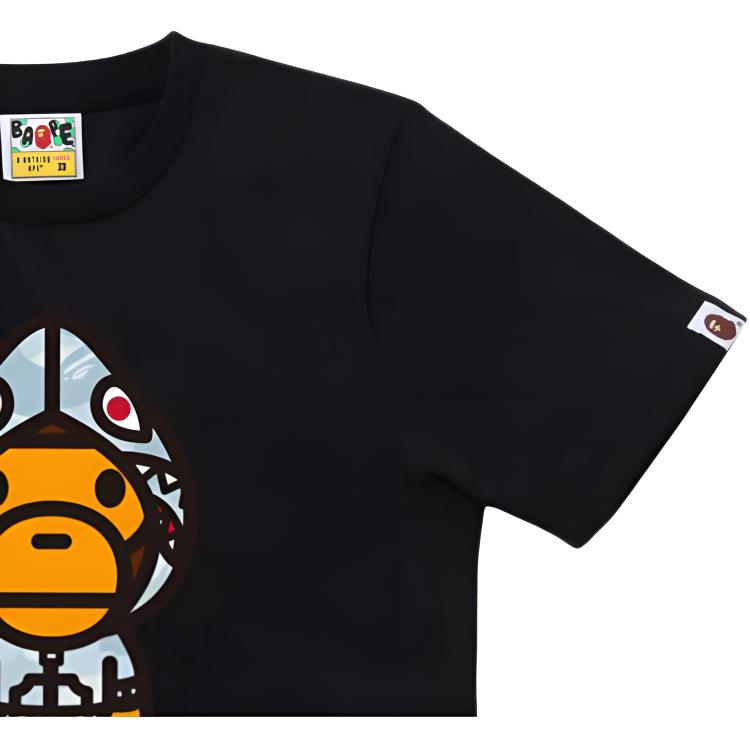 Женская футболка A BATHING APE Camo Shark (черная) — Черный — фото 3
