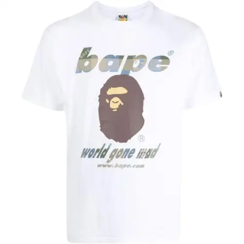 A BATHING APE T Shirts Men's White Crew Neck Moderate