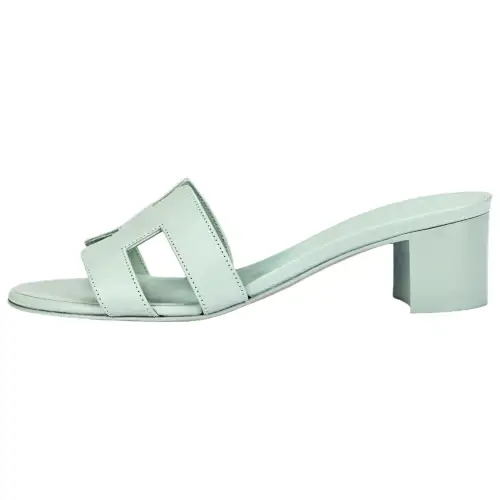 HERMES Oasis Slide Slippers 5cm Women's Green