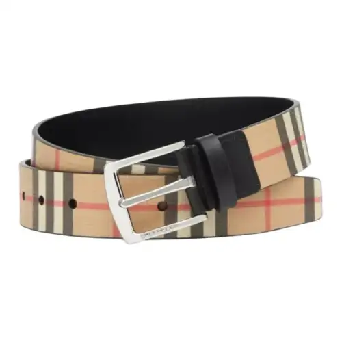 Burberry Leather Belts Men's Beige Width 3.5cm