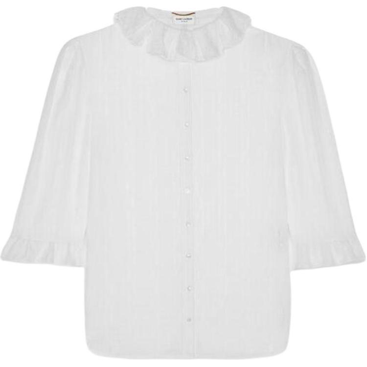 SAINT LAURENT Ruffled Lace Detailed Blouse