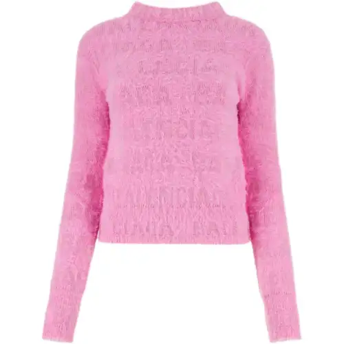 Balenciaga Allover Logo Furry Fitted Sweater