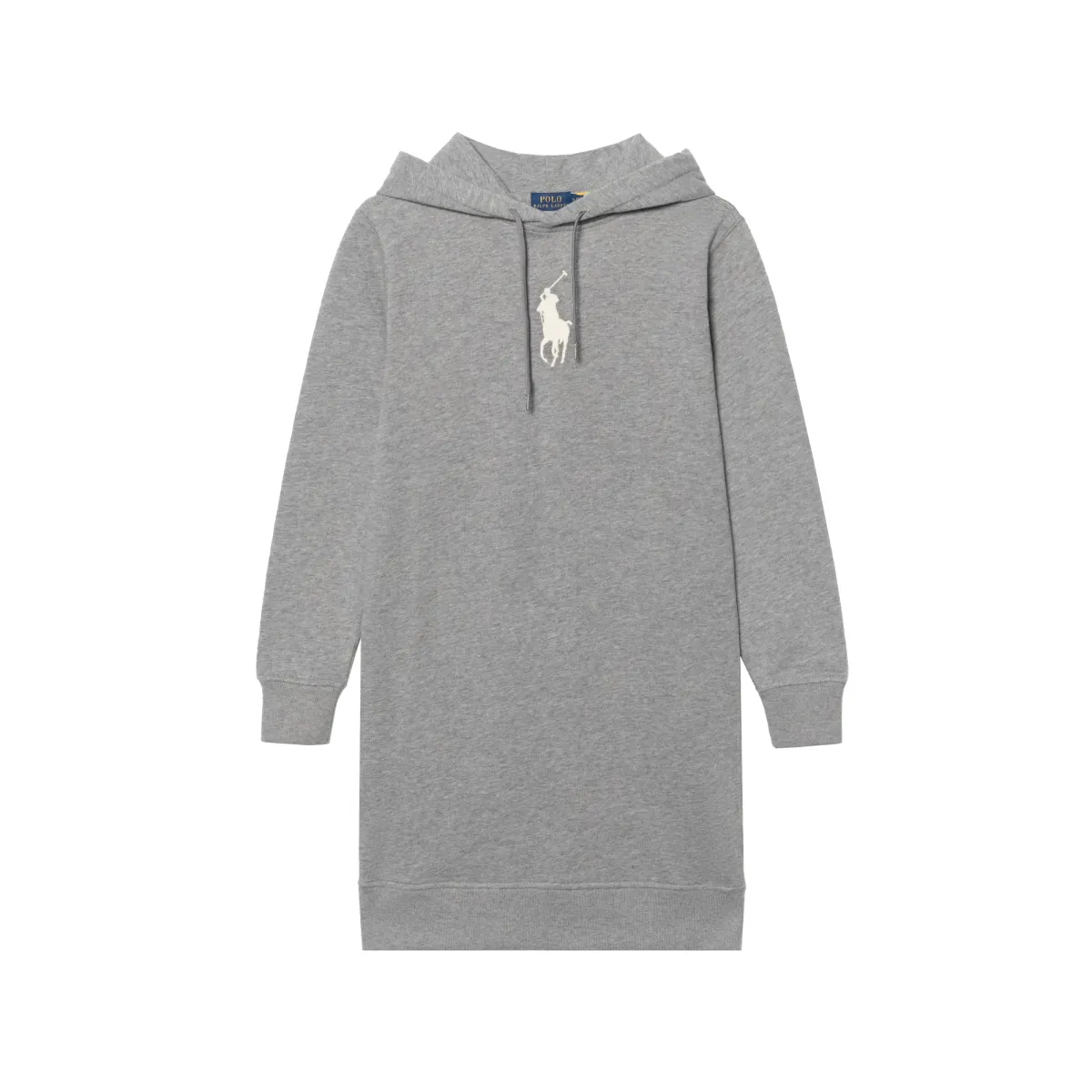 Polo Ralph Lauren FW23 Malaysia Logo Embroidery Hooded Fleece Lined Sweatshirt Long Sleeved Dress Women's Gray