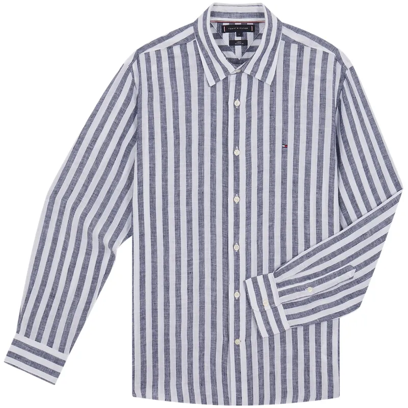 Tommy Hilfiger Shirt Men's Navy Blue White Stripes