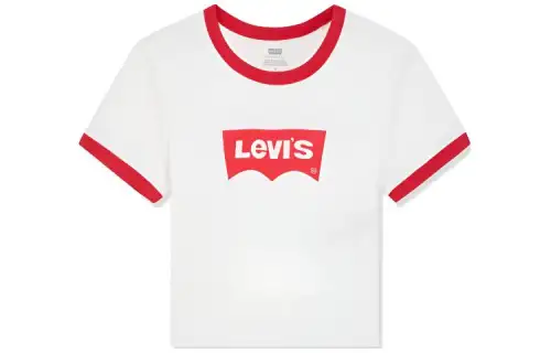 Levis T Shirts Women's White Crew Neck Moderate