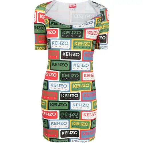 KENZO All Over Graphic Logo Motif Dress
